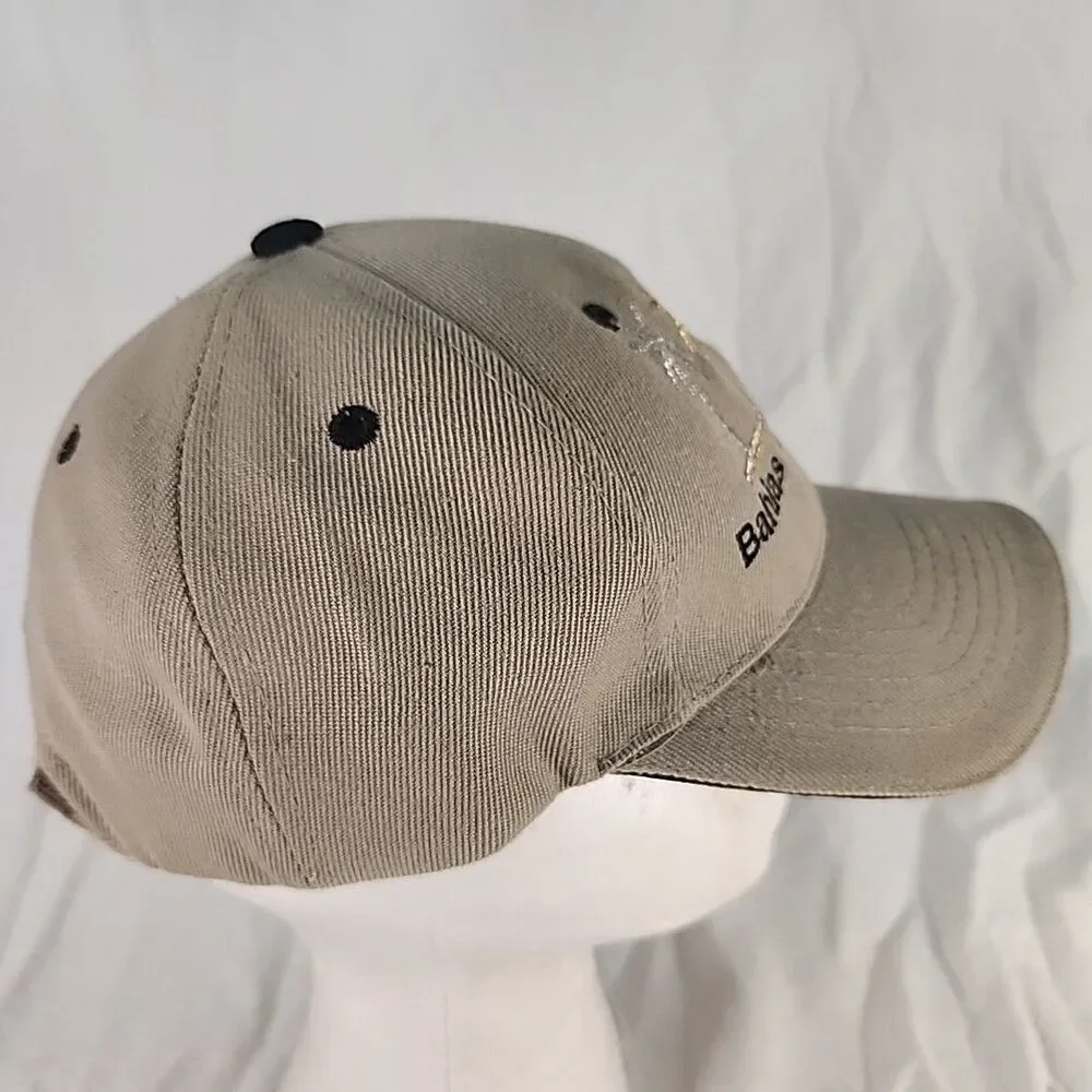 Cap Bahia De Huatulco Tan Baseball Hat Embroidered Gold/Silver Palm Trees Adj